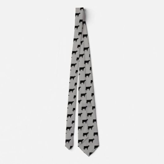 Holstein Cow Silhouettes Pattern Grey and Black Stropdas (Achterkant)