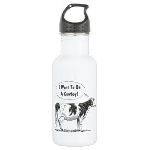 Holstein dacht dat koe het aanpast waterfles 