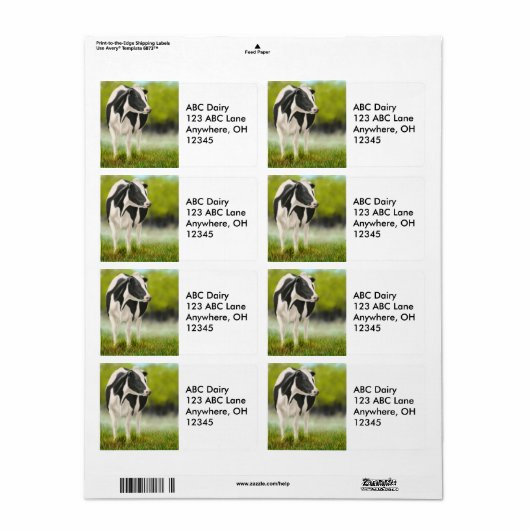 Holstein Dairy Koe Label (Full Sheet)