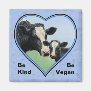 Holstein Koe & Calf Blue Heart Vegan Magneet
