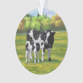 Holstein Koe & Cute Calf in zomerperiode Ornament (voorkant)