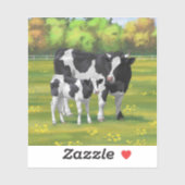 Holstein Koe & Cute Calf in zomerperiode Sticker (Vel)