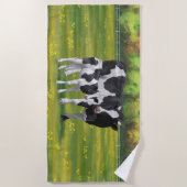 Holstein Koe & Cute Calf in zomerperiode Strandlaken (Voorkant)