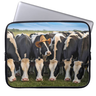 Holstein Koe Dragen van een Cowboy Pet Laptop Sleeve