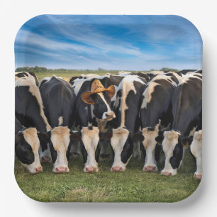 Holstein Koe Dragen van een Cowboy Pet Papieren Bordje