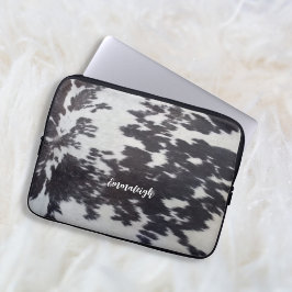 Holstein Koe Faux Leather Natural Kijk Laptop Sleeve