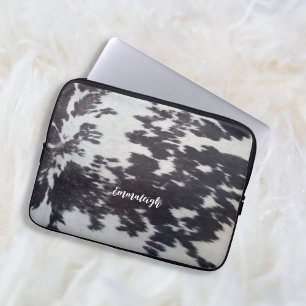 Holstein Koe Faux Leather Natural Kijk Laptop Sleeve
