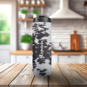 Holstein Koe Faux Leather Natural Kijk Thermosbeker