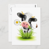 Holstein koe in gras briefkaart (Voorkant / Achterkant)