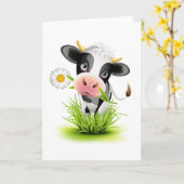 Holstein koe in gras kaart (Gele Bloem)