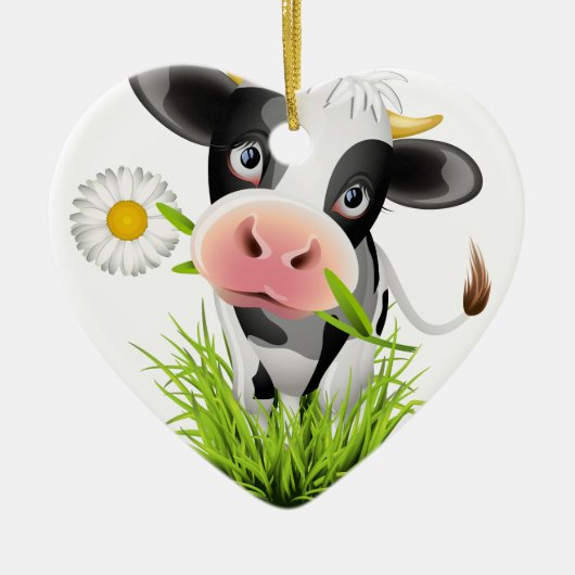 Holstein koe in gras keramisch ornament (Voorkant)