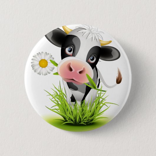 Holstein koe in gras ronde button 5,7 cm (Voorkant)