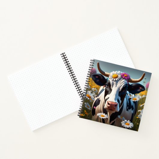 Holstein Koe met Daisies Notitieboek (Binnen)