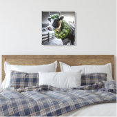 Holstein Koe met een kerstkrans Canvas Afdruk (Insitu (Slaapkamer))
