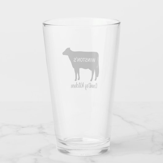 Holstein Koe Silhouet gepersonaliseerd Country Boe Glas (Achterkant)