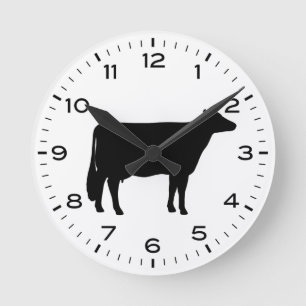 Holstein Koe Silhouette Black en White Ronde Klok