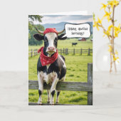 Holstein Koe Verjaardag Humor Kaart (Gele Bloem)
