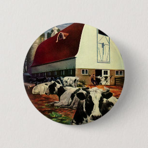 Holstein Milk Koeien op Zuivel Boerderij Business Ronde Button 5,7 Cm
