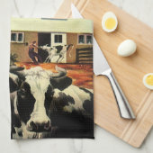 Holstein Milk Koeien op Zuivel Boerderij Business Theedoek (Quarter Fold)