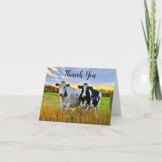 Holstein Vaches En Automne Merci Carte Note (Devant)