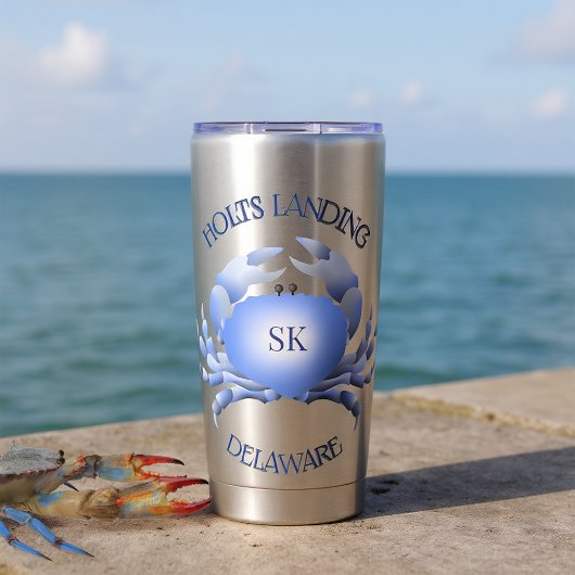 Holts Landing Blauwe Krab Monogram Geïsoleerde Drinkbeker