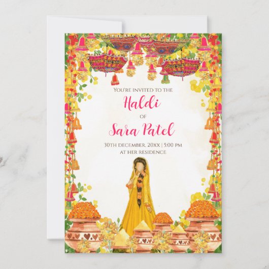 Holud nodigt uitnodigingen van Haldi en uitnodigin (Voorkant)