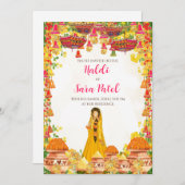 Holud nodigt uitnodigingen van Haldi en uitnodigin (Voorkant / Achterkant)
