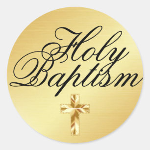 Holy Baptism gouden Sticker met gouden kruis