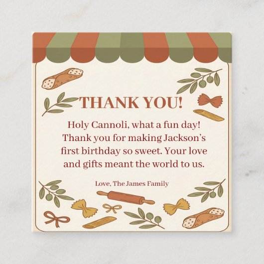 Holy Cannoli! First Birthday  Informatiekaartje (Voorkant)