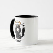 Holy Cat - Schattigee zwarte kat met Halo Funny Mu Mok (Voorkant links)