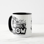 Holy Cow Cute Angel Cow Mug – Funny Black & White (Devant gauche)