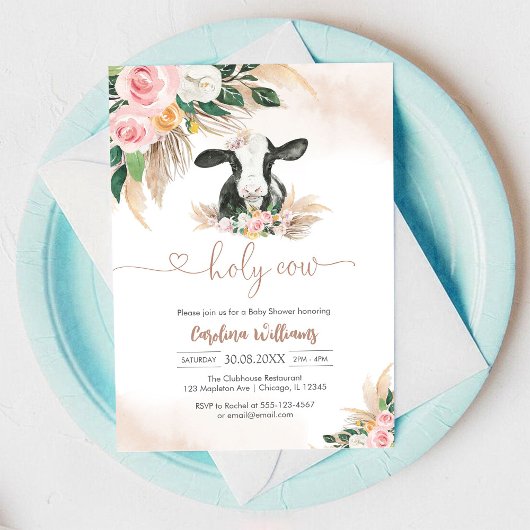 Holy Cow Floral Baby Shower Invitation