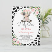 Holy Cow Girl Rose Floral Farm Invitation Annivers (Debout devant)