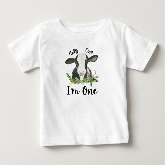 Holy Cow I'm One 1st Birthday Baby T-Shirt (Devant)