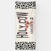 Holy Cow I'm Two Cow Print Anniversaire Bannière (Vertical)