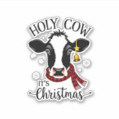 Holy Cow It's Christmas Funny Cow Lover Farm Anima Sticker (Voorkant)