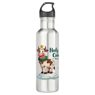 Holy Cow Its Christmas I Xmas Cow T-Shirt (2) Waterfles
