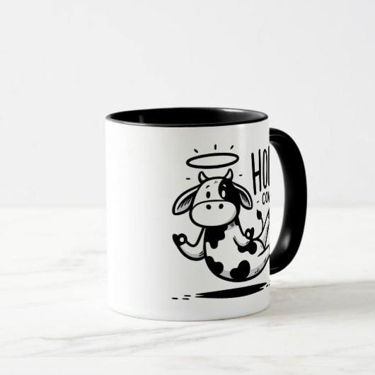 Holy Cow Meditating Mug – Floating Cow Funny Pun  Mok (Voorkant rechts)