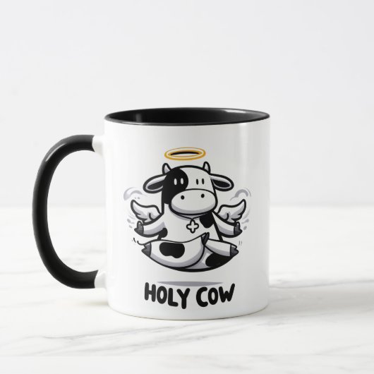 Holy Cow Yoga Mug – Levitating Moo in Zen Pose (Gauche)