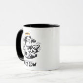 Holy Cow Yoga Mug – Levitating Moo in Zen Pose Mok (Voorkant links)