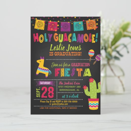 Holy Guacamole Afstuderen Uitnodiging - Pinata (Staand voorkant)