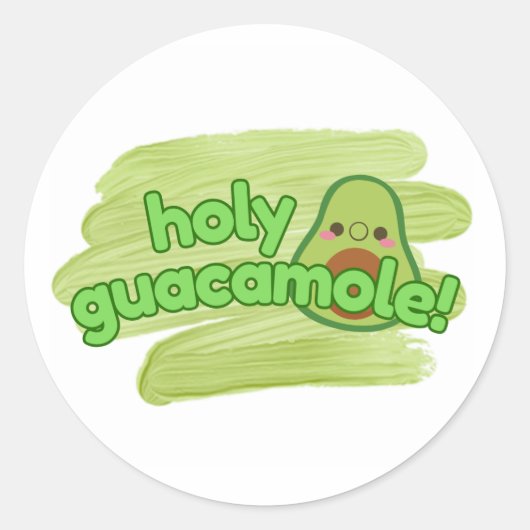"Holy Guacamole" Autocollant Avocat Mignon (Devant)