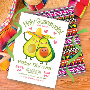 Holy Guacamole Avocado Baby Shower Fiesta girl Kaart