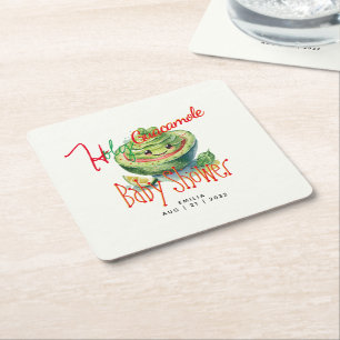 Holy Guacamole Fiesta Baby shower CUSTOM Vierkante Kartonnen Onderzetter