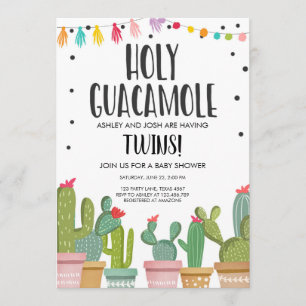 Holy Guacamole Fiesta Twins Baby shower Kaart