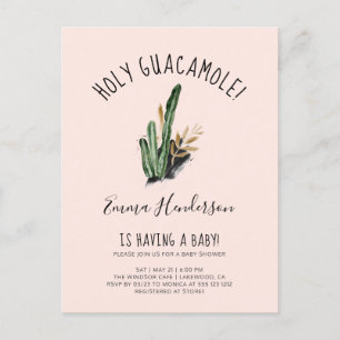 Holy Guacamole Mexican Cactus Baby shower Uitnodiging Briefkaart