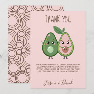 Holy Guacamole Roze Avocado Baby shower Bedankkaart