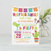 Holy Guacamole Verloving Fiesta Invitation White Kaart (Staand voorkant)