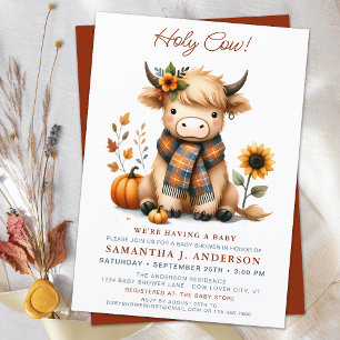 Holy Koe Autumn Highland Calf Herfst Baby shower Kaart