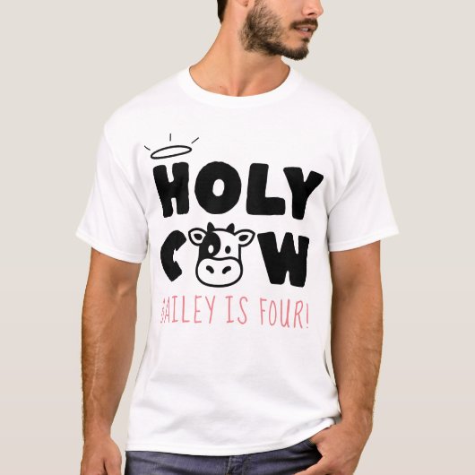 Holy Koe Custom Naam & Leeftijd Ouder Verjaardagsf T-shirt (Voorkant)
